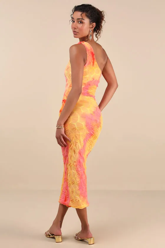 Donica Yellow Multi Tie-Dye One-Shoulder Midi Dress sold by Lulus product image thumbnail 2