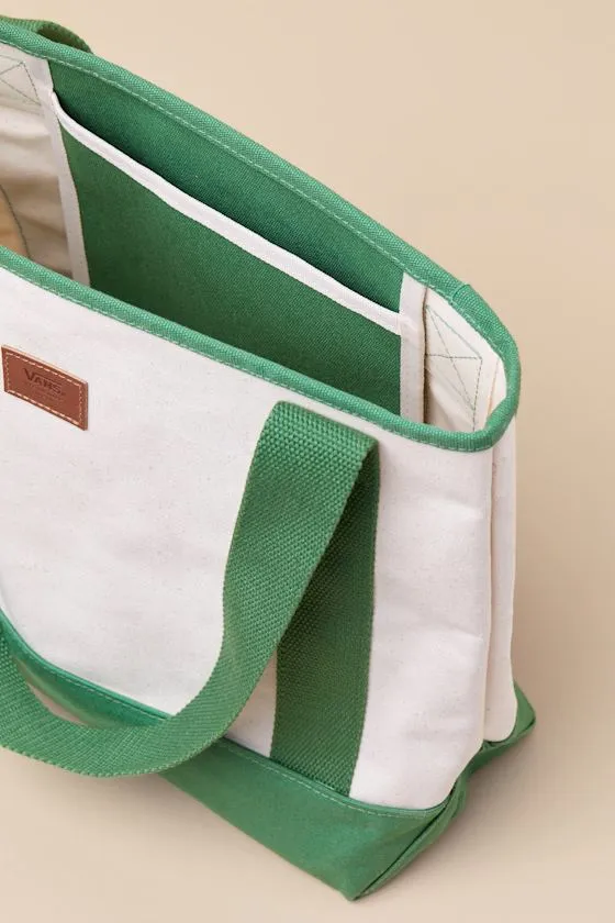 Pergs Green and White Canvas Midi Tote sold by Lulus product image thumbnail 4