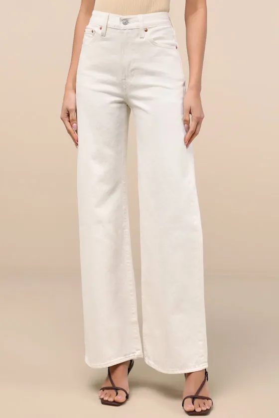 Ribcage White Wide-Leg High-Waisted Denim Jeans sold by Lulus product image thumbnail 2