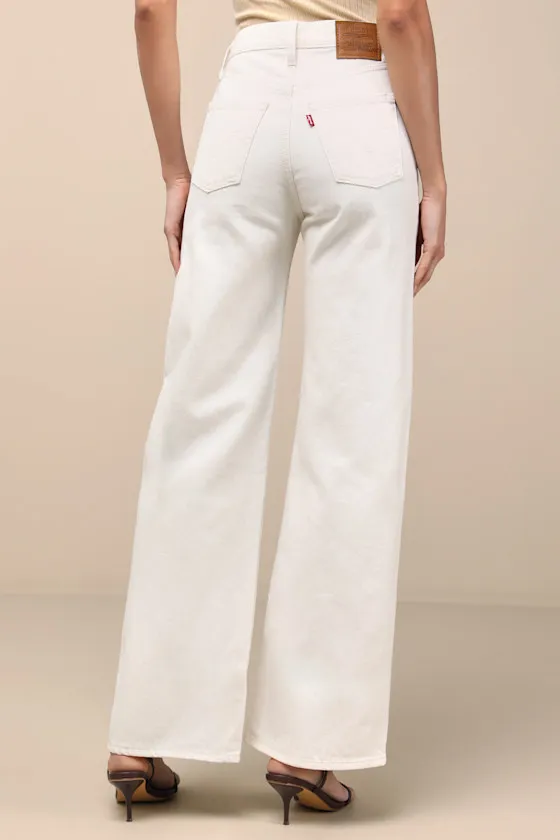 Ribcage White Wide-Leg High-Waisted Denim Jeans sold by Lulus product image thumbnail 3