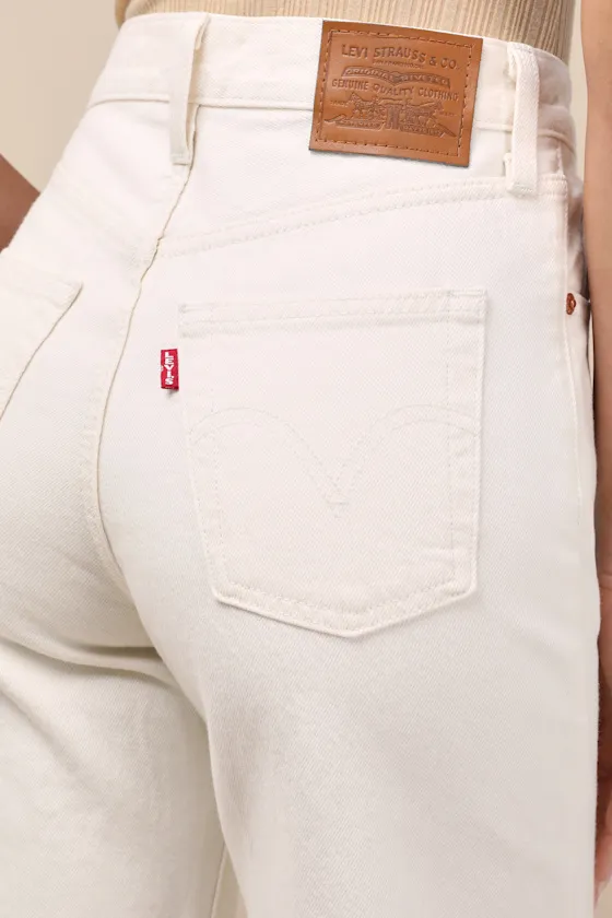 Ribcage White Wide-Leg High-Waisted Denim Jeans sold by Lulus product image thumbnail 4