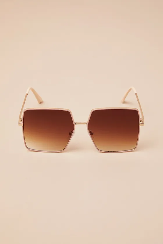 Lesia Gold and Brown Oversized Square Sunglasses sold by Lulus product image thumbnail 4