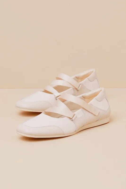 Hillary Off White Leather Strappy Flats sold by Lulus