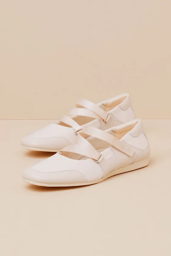 Hillary Off White Leather Strappy Flats sold by Lulus