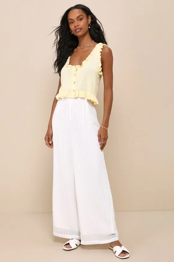 Smiling Sweetie Light Yellow Knit Ruffled Sleeveless Sweater Top sold by Lulus product image thumbnail 2