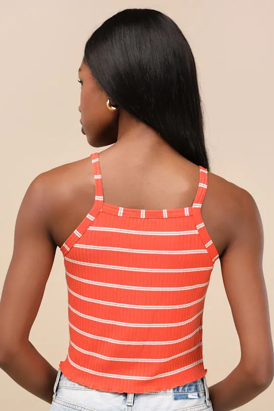 Cool Sunsetz Red Orange Striped Ribbed Tank Top sold by Lulus product image thumbnail 2