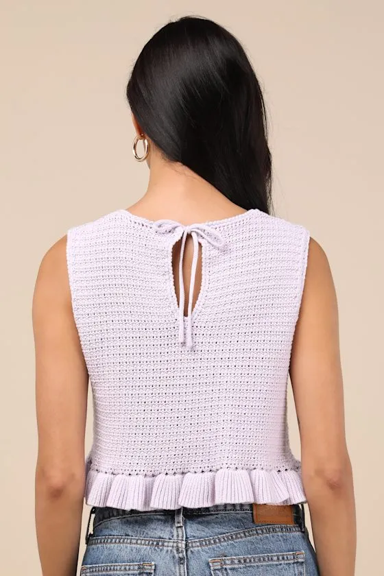Flouncin' Around Lavender Cropped Ruffled Sweater Tank sold by Lulus product image thumbnail 2