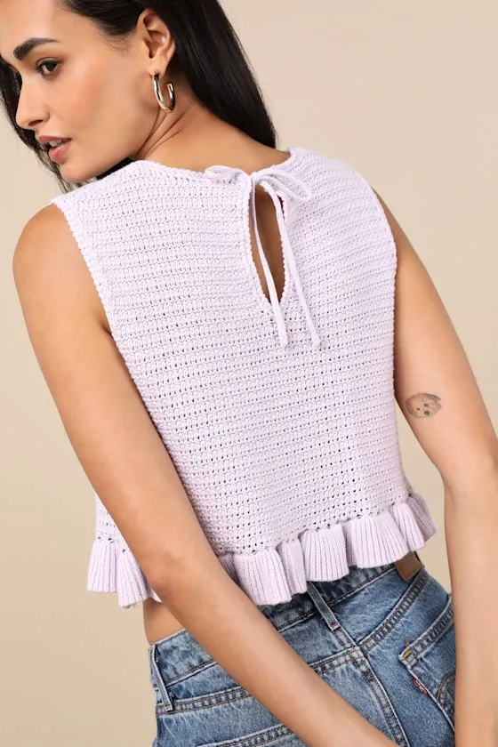 Flouncin' Around Lavender Cropped Ruffled Sweater Tank sold by Lulus product image thumbnail 4