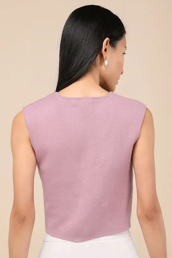 Reanna Dusty Lavender Button-Front Sweater Vest Top sold by Lulus product image thumbnail 2