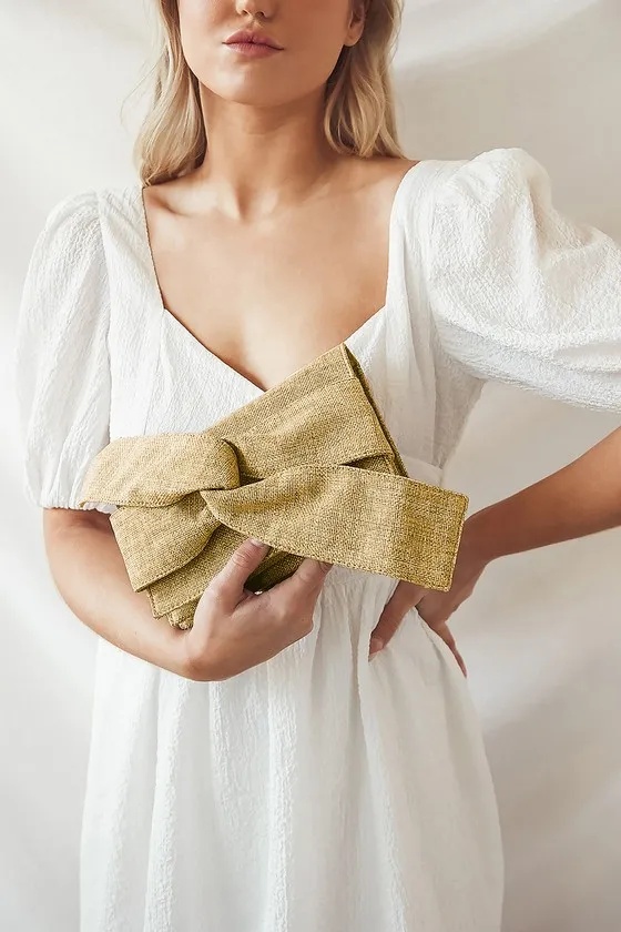 Perfect Retreat Beige Woven Bow Clutch sold by Lulus product image thumbnail 2