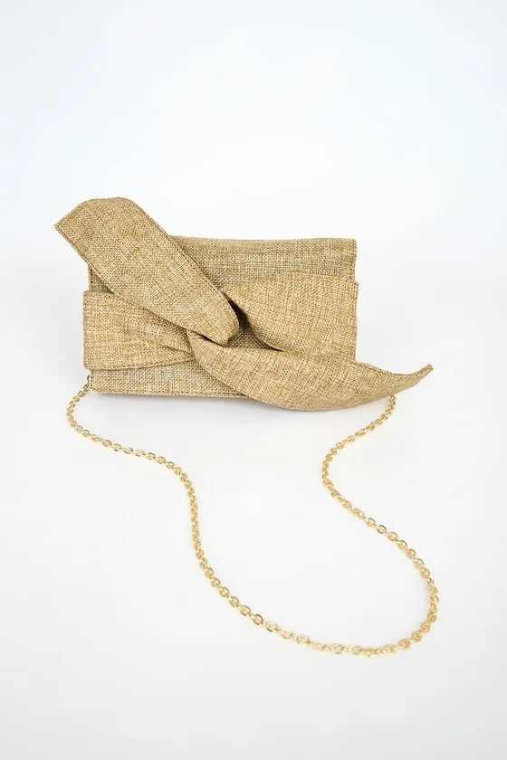 Perfect Retreat Beige Woven Bow Clutch sold by Lulus product image thumbnail 3