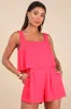 Effortless Escape Hot Pink Linen Sleeveless Flounce Romper sold by Lulus