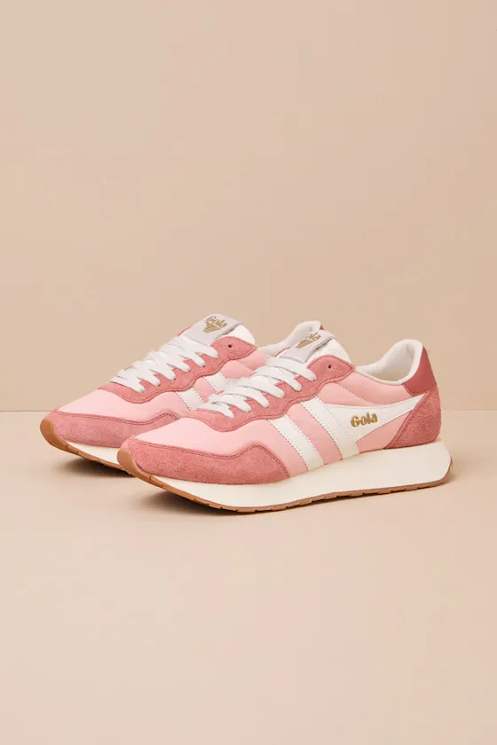 Arizona Pale Pink and Off White Suede Lace-Up Sneakers sold by Lulus