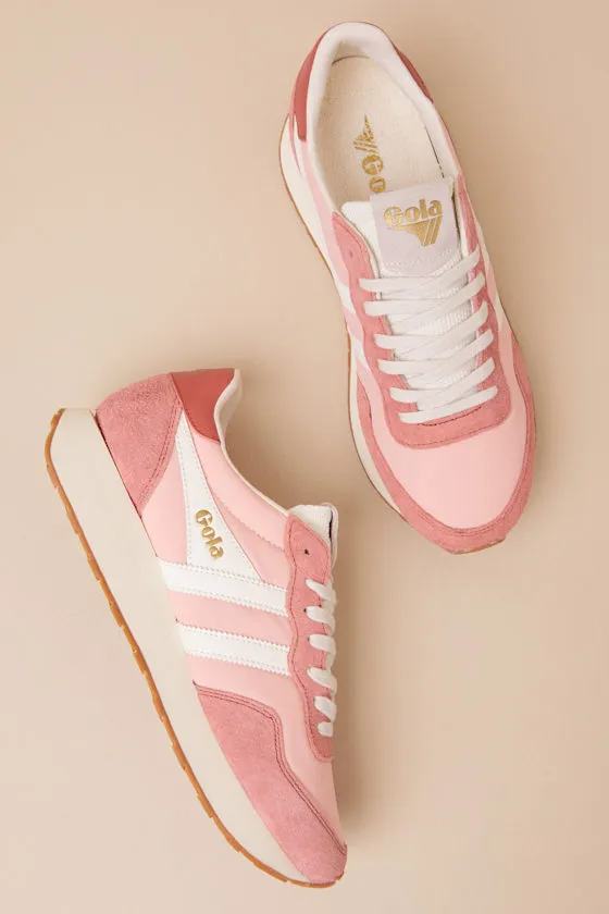 Arizona Pale Pink and Off White Suede Lace-Up Sneakers sold by Lulus product image thumbnail 2
