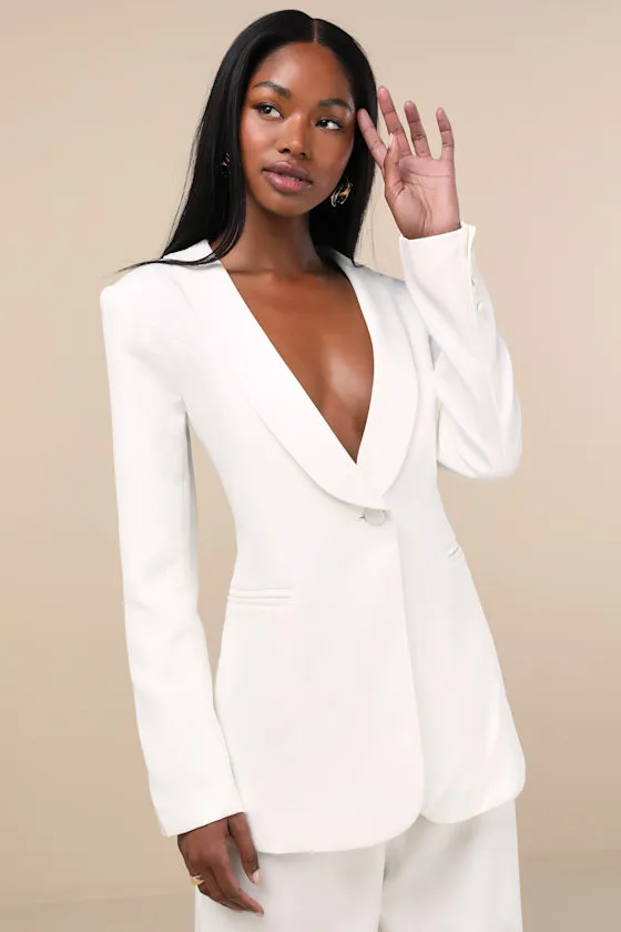 Florence Ivory Button-Front Blazer sold by Lulus