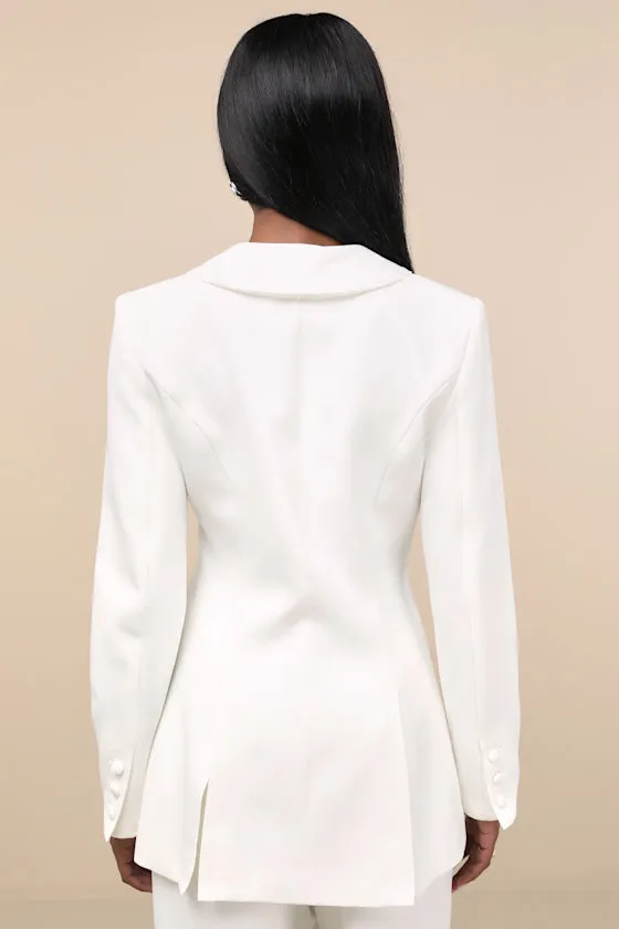 Florence Ivory Button-Front Blazer sold by Lulus product image thumbnail 3
