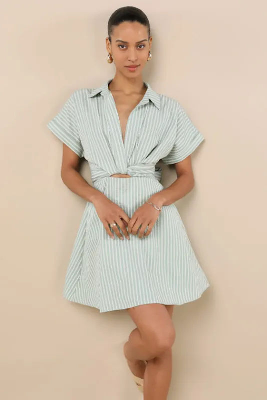 Breeze By Green Striped Tie-Back Mini Dress With Pockets sold by Lulus