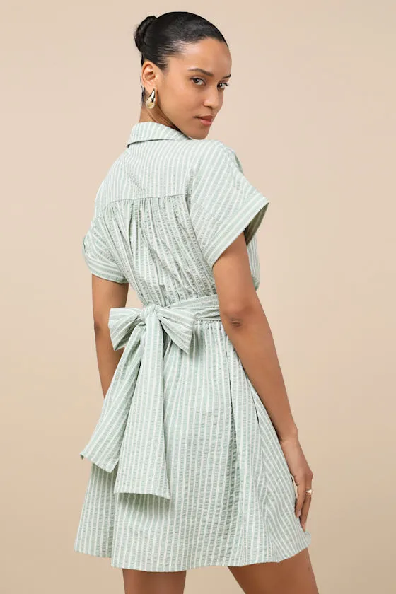 Breeze By Green Striped Tie-Back Mini Dress With Pockets sold by Lulus product image thumbnail 2