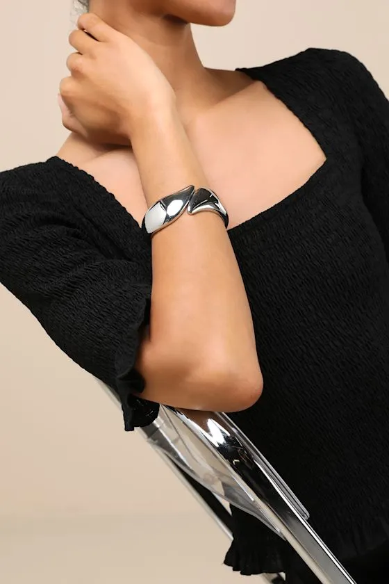 Abstract Attitude Silver Cuff Bracelet sold by Lulus