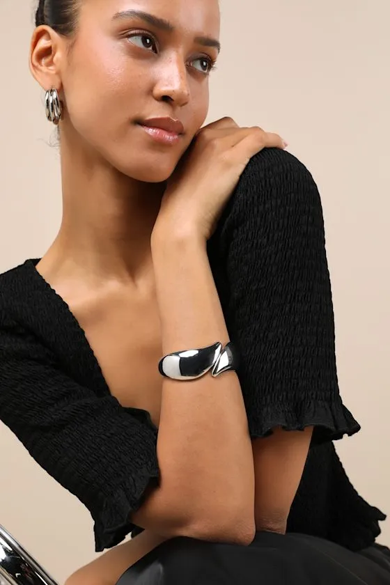 Abstract Attitude Silver Cuff Bracelet sold by Lulus product image thumbnail 3