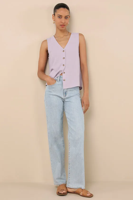 Casually Sophisticated Lilac Linen Sleeveless Button-Front Top sold by Lulus product image thumbnail 3