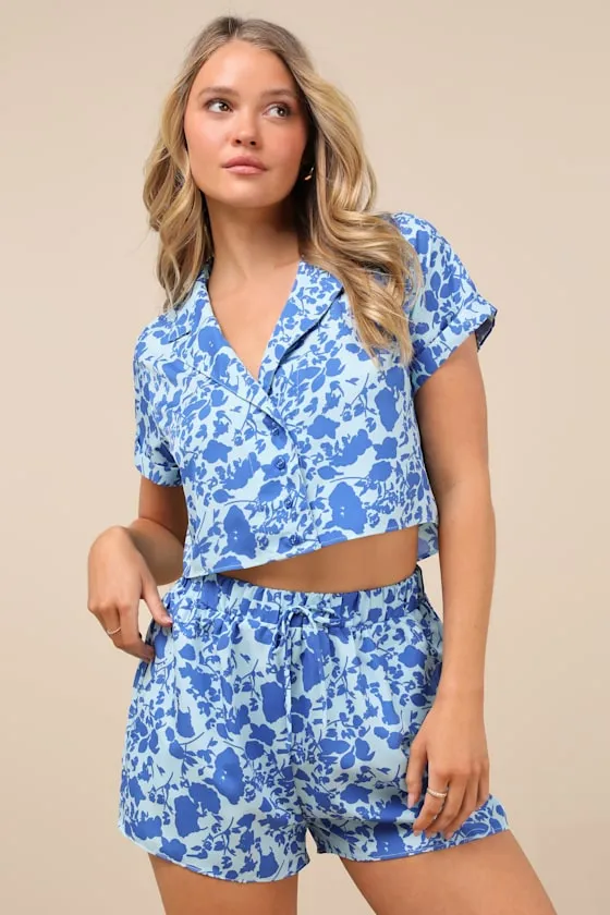 Sun and Blooms Blue Floral Print Two-Piece Romper sold by Lulus