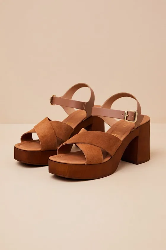 Paloma Brown Suede Leather Platform High Heel Sandals sold by Lulus