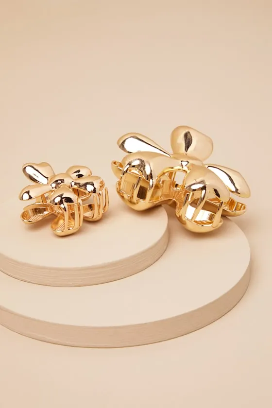 Cloete Gold Flower Claw Hair Clip Set sold by Lulus