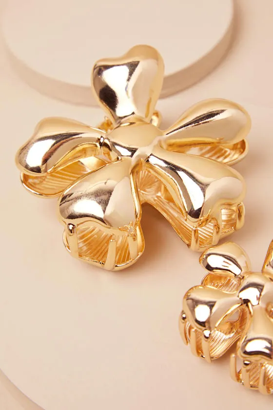 Cloete Gold Flower Claw Hair Clip Set sold by Lulus product image thumbnail 2