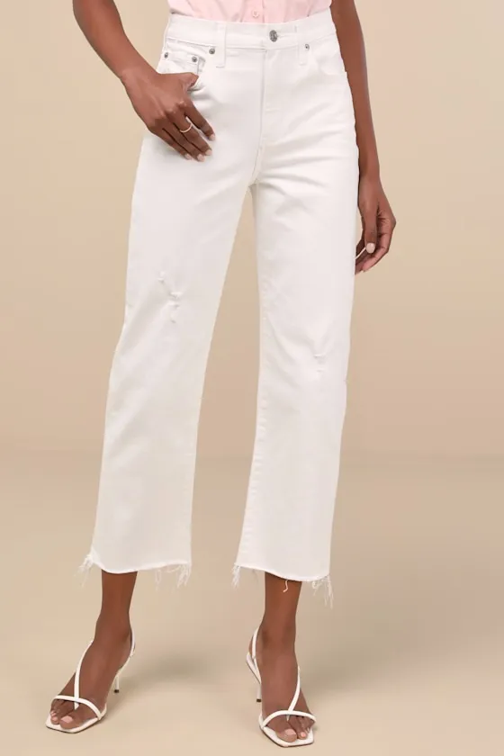 Sundaze White Raw Hem Cropped Denim Jeans sold by Lulus product image thumbnail 2