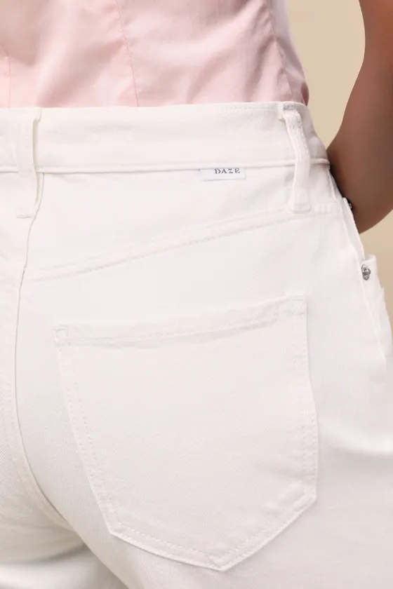 Sundaze White Raw Hem Cropped Denim Jeans sold by Lulus product image thumbnail 4