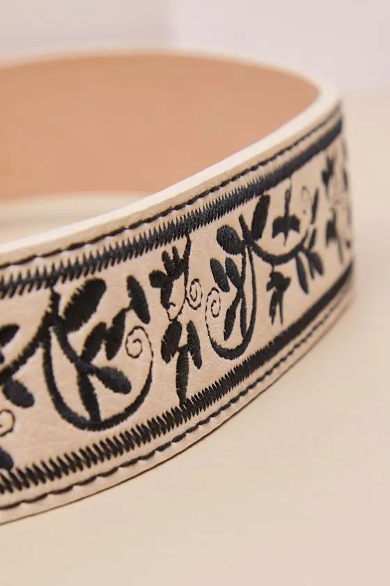 Cowgirl Favorite Cream Floral Embroidered Western Belt sold by Lulus product image thumbnail 2