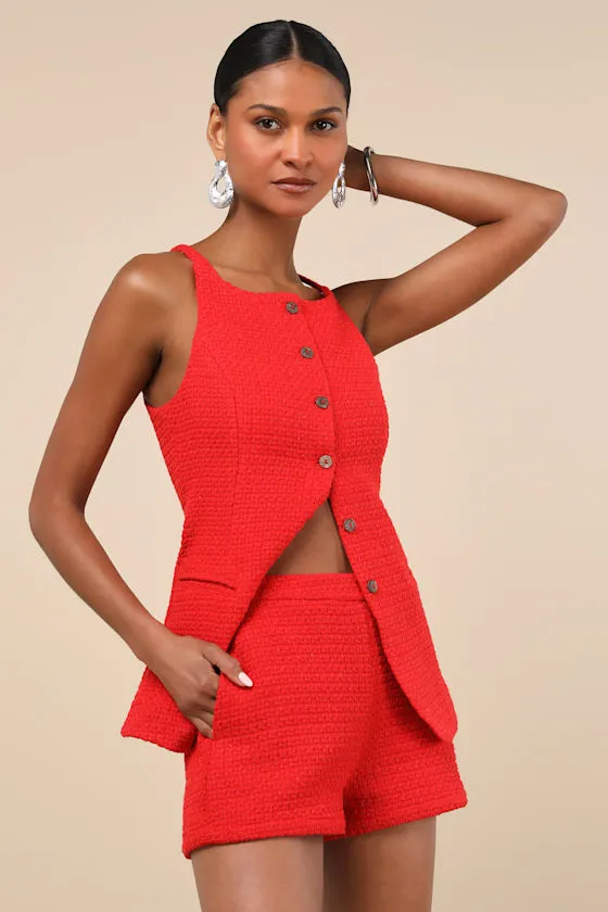 Mariette Red Tailored Knit Shorts sold by Lulus