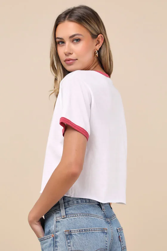 New York 1980 White Ringer Cropped Graphic Tee sold by Lulus product image thumbnail 2