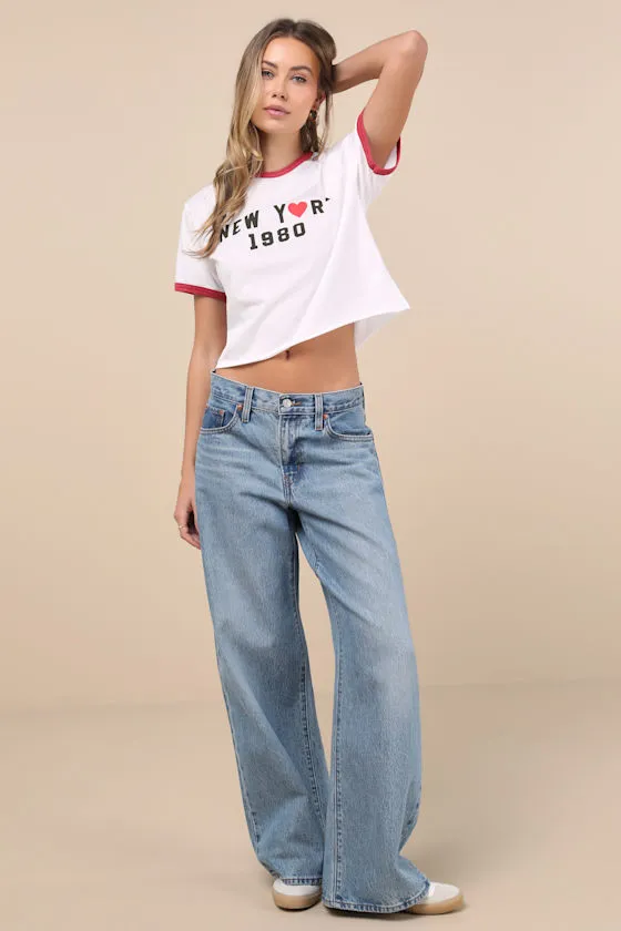 New York 1980 White Ringer Cropped Graphic Tee sold by Lulus product image thumbnail 3