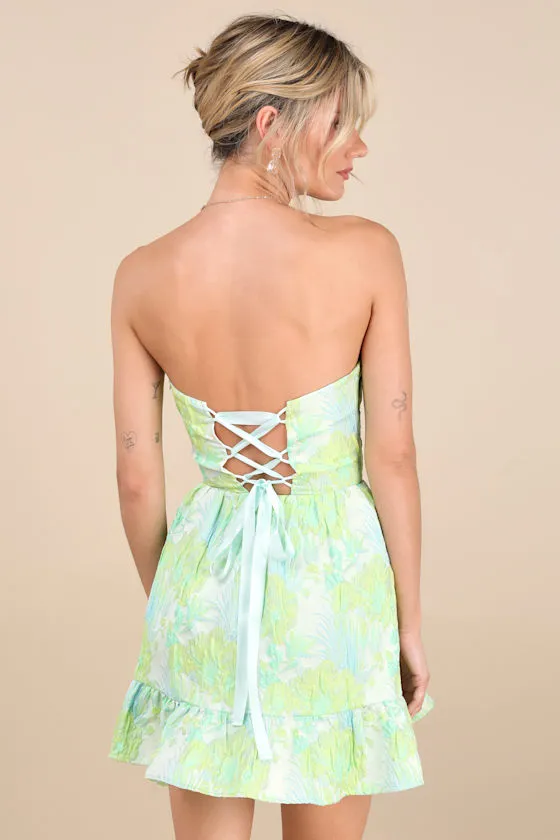 Atlia Lime Green Jacquard Bustier Mini Dress sold by Lulus product image thumbnail 2