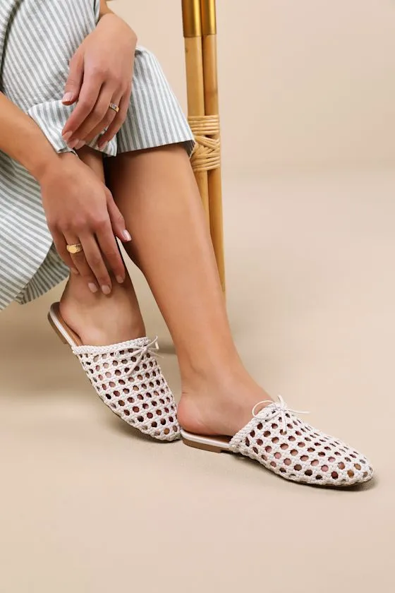 Alexine White Woven Raffia Flat Slides sold by Lulus product image thumbnail 3