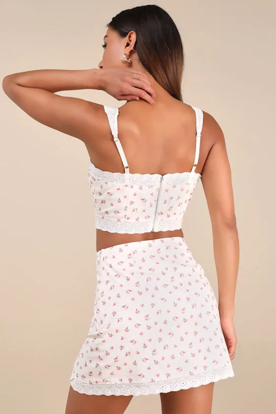Emanita Ivory Ditsy Floral Two-Piece Bodycon Mini Dress sold by Lulus product image thumbnail 2