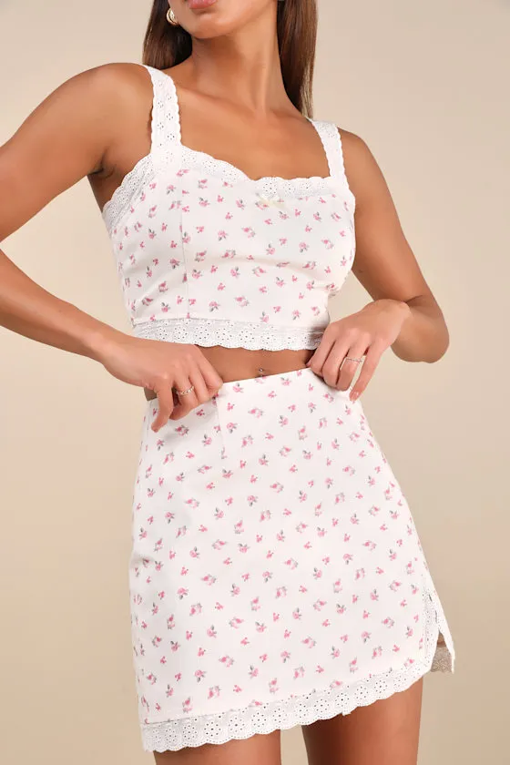 Emanita Ivory Ditsy Floral Two-Piece Bodycon Mini Dress sold by Lulus product image thumbnail 4