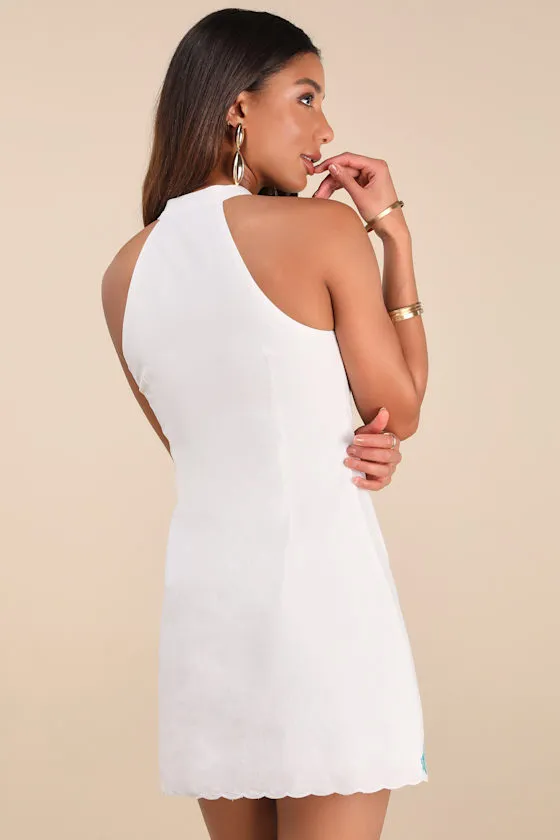 Jovelyn White Floral Embroidered Mock Neck Mini Dress sold by Lulus product image thumbnail 2