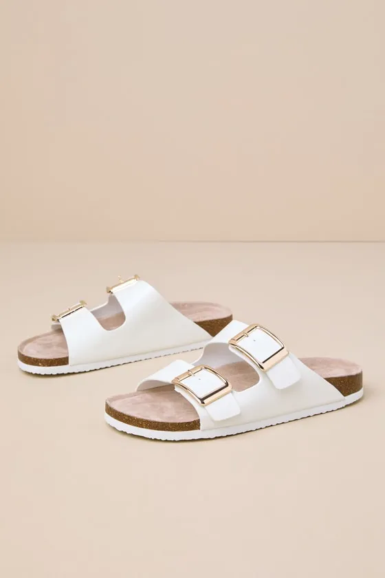 Bodiee White Patent Buckle Slide Sandals sold by Lulus product image thumbnail 2
