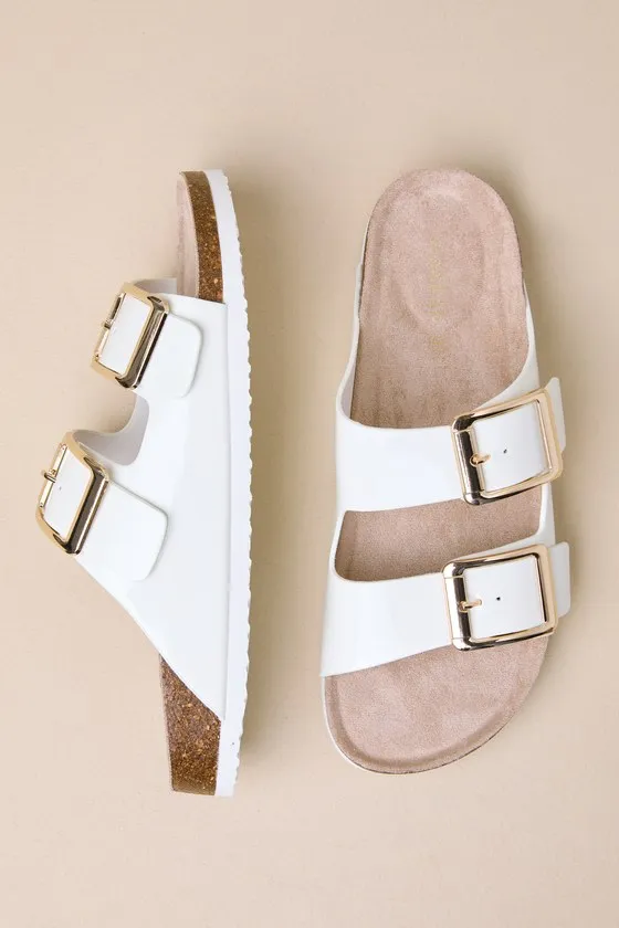 Bodiee White Patent Buckle Slide Sandals sold by Lulus product image thumbnail 3