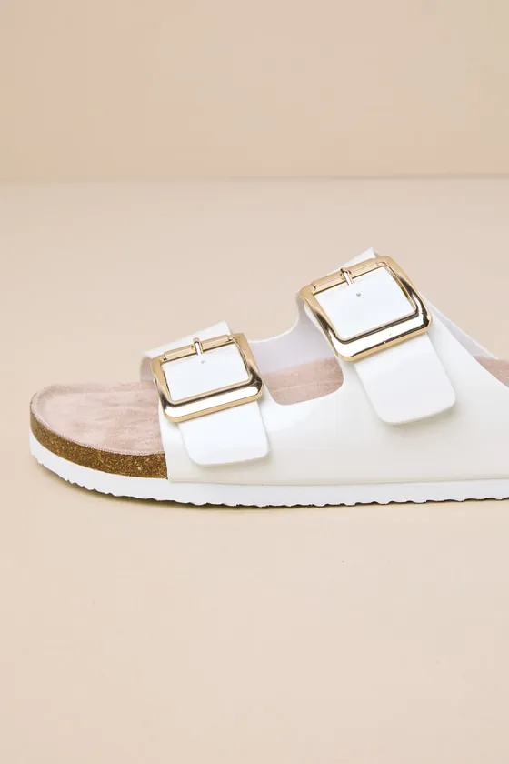 Bodiee White Patent Buckle Slide Sandals sold by Lulus product image thumbnail 4