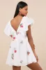Kory White Embroidered Flutter Sleeve Mini Dress sold by Lulus