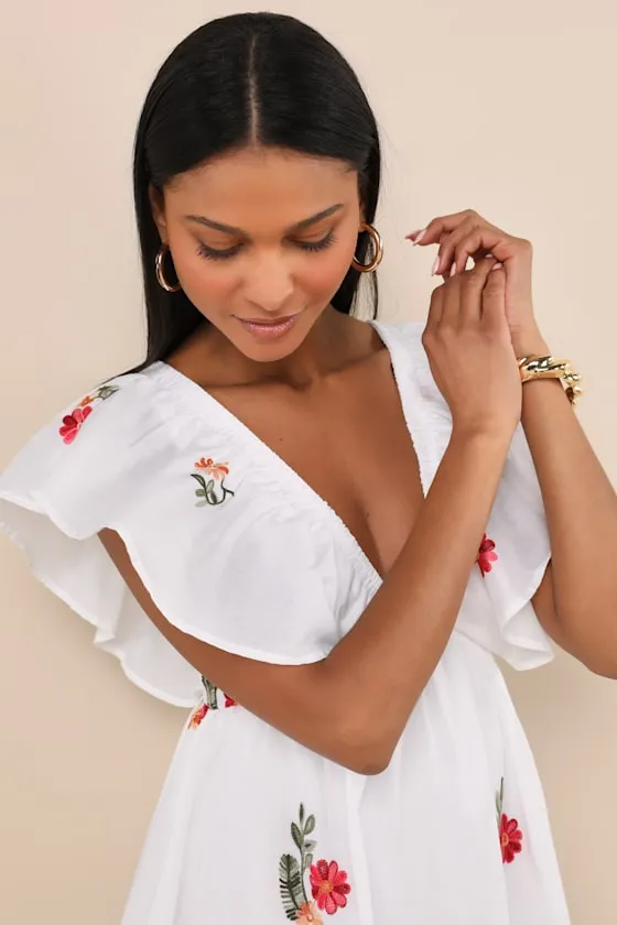 Kory White Embroidered Flutter Sleeve Mini Dress sold by Lulus product image thumbnail 4