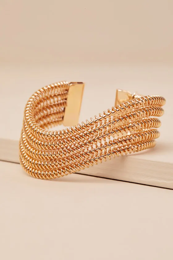 Chic Motivation Gold Wavy Layered Cuff Bracelet sold by Lulus product image thumbnail 2