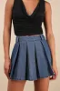 Taliyah Medium Wash Denim Pleated High-Rise Mini Skirt sold by Lulus