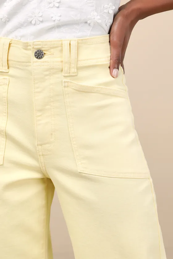 Valley Girl Light Yellow Wide-Leg Denim Jeans sold by Lulus product image thumbnail 4