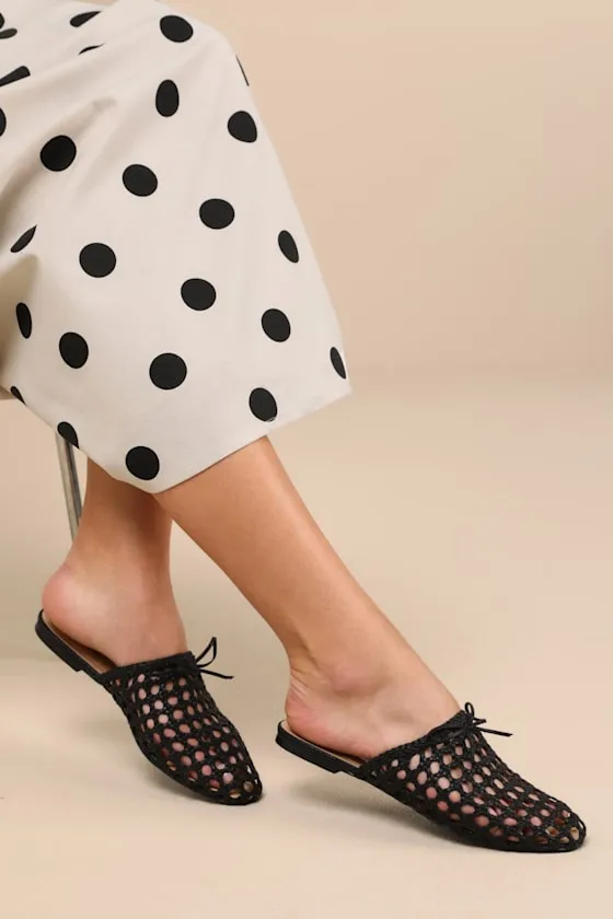 Alexine Black Woven Raffia Flat Slides sold by Lulus product image thumbnail 3