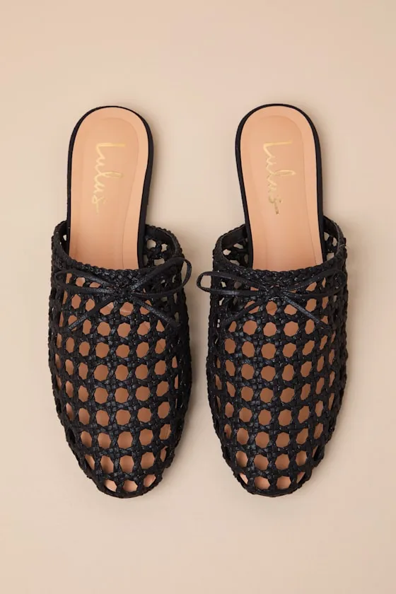 Alexine Black Woven Raffia Flat Slides sold by Lulus product image thumbnail 4